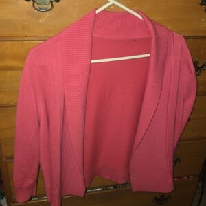 Open-Front Shawl Collar Cardigan Sweater — Pink